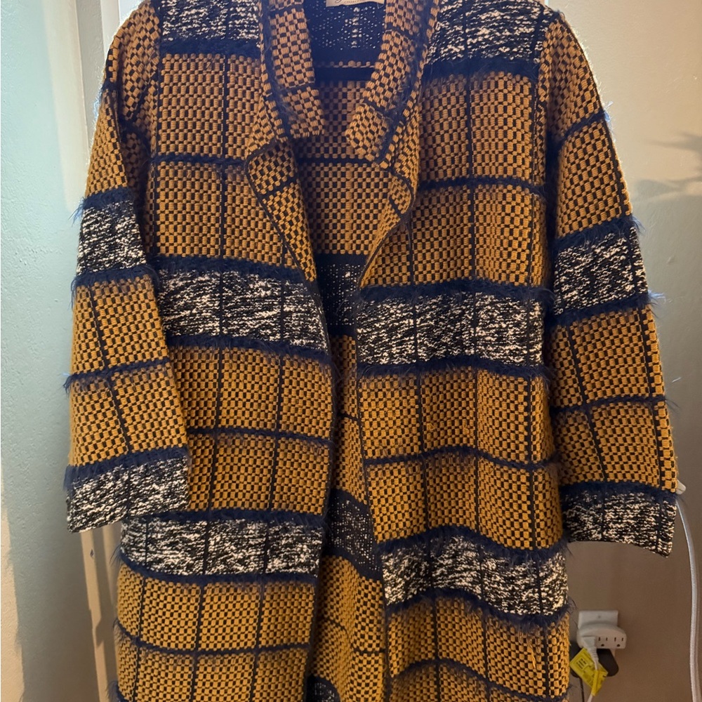 Plaid Mustard and Blue Women's Sweater